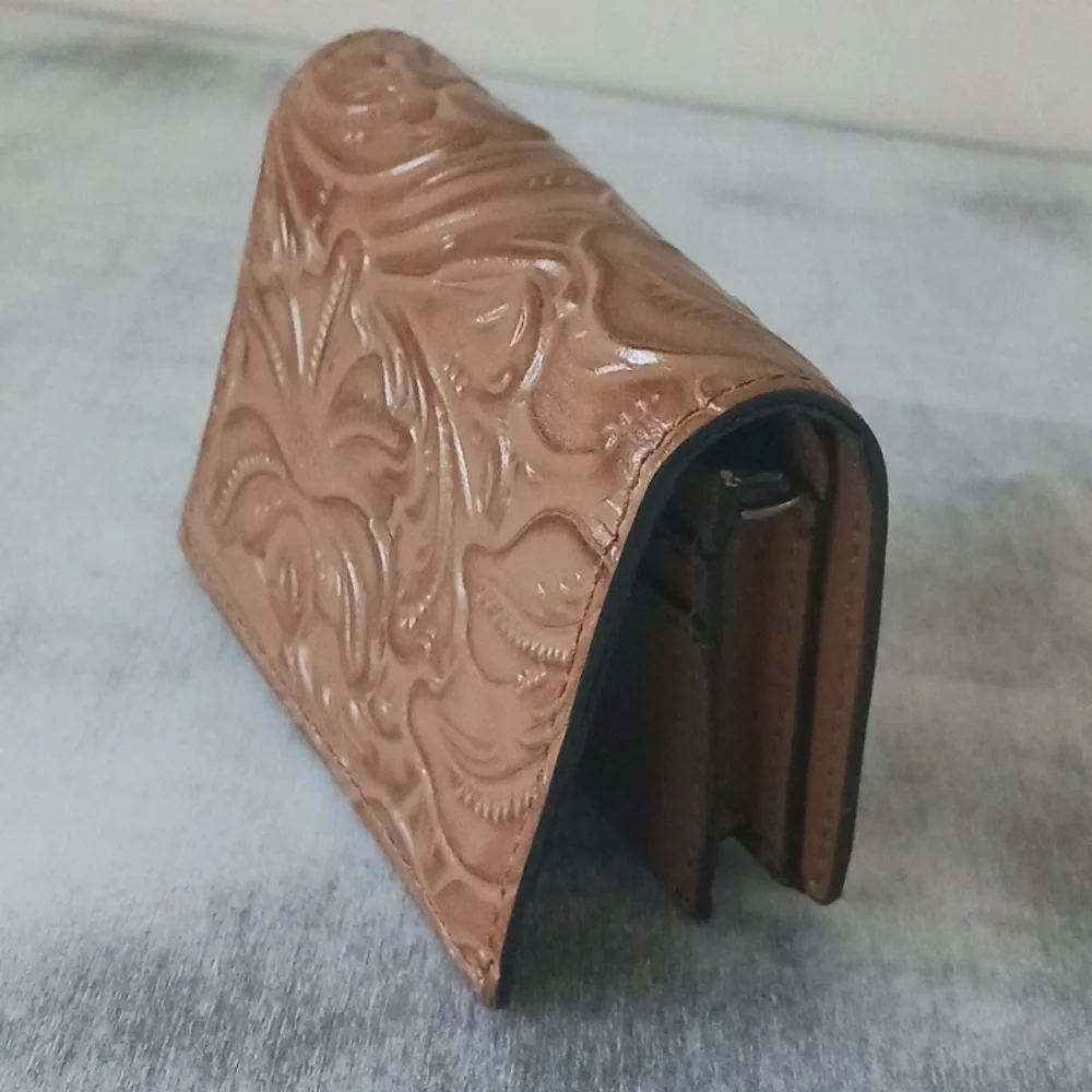 Patricia NASH Brown Leather Small Wallet Tooled Clara Biscuit